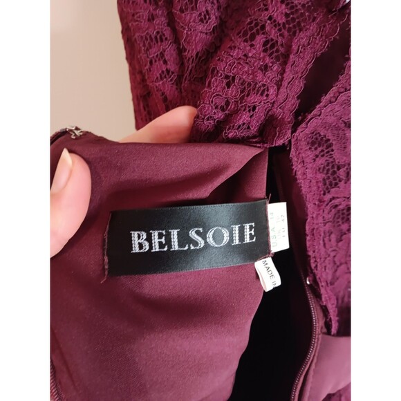 Vintage Belsoie Lace Overlay Sheath Dress Purple Sz 14 - Picture 5 of 5